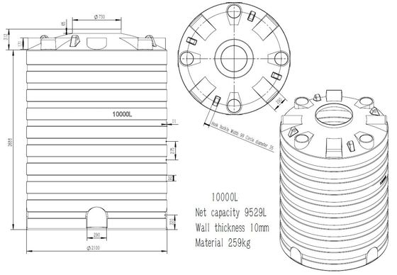 10000L Vertical Water Tank Mould Sheet Metal Rotational Moulding For Plastic