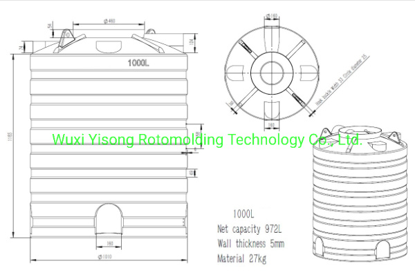 Customize 1000L Sheet Metal Mould for Vertical Water Tank Polishing