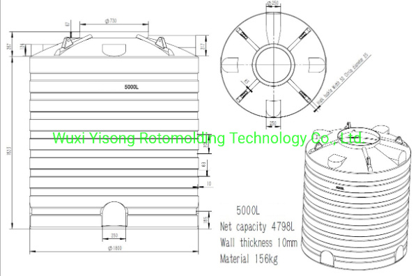 Customize 5000L Sheet Metal Mould for Vertical Water Tank Polishing